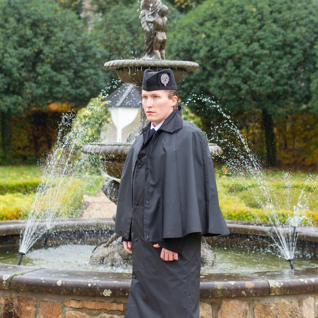 Bandspec waterproof raincape, back view
