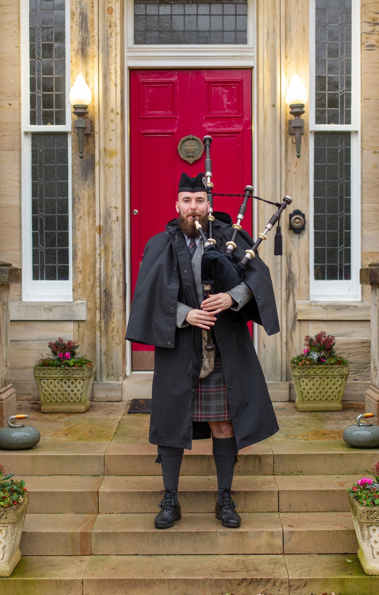 Bandspec waterproof raincape in action at pipe band parade