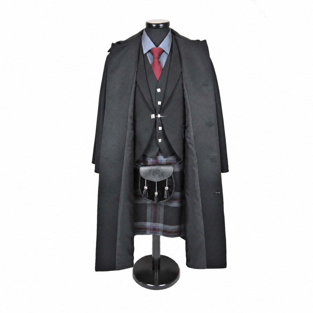 Black Barathea Wool Inverness Cape — collar and over-cape detail