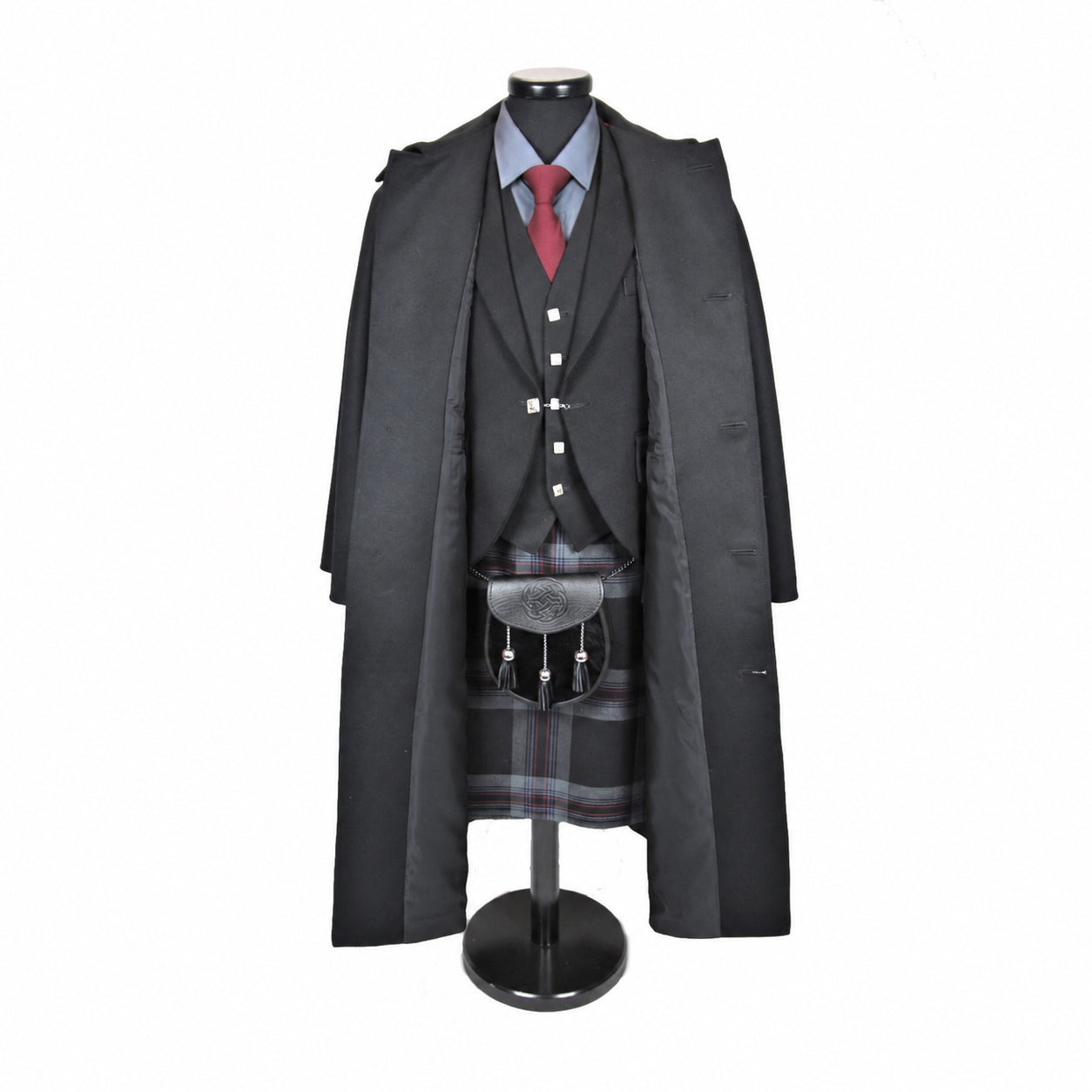 Black Barathea Wool Inverness Cape — collar and over-cape detail