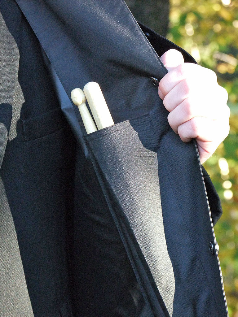 Bandspec Raincape — hood and arm strap detail