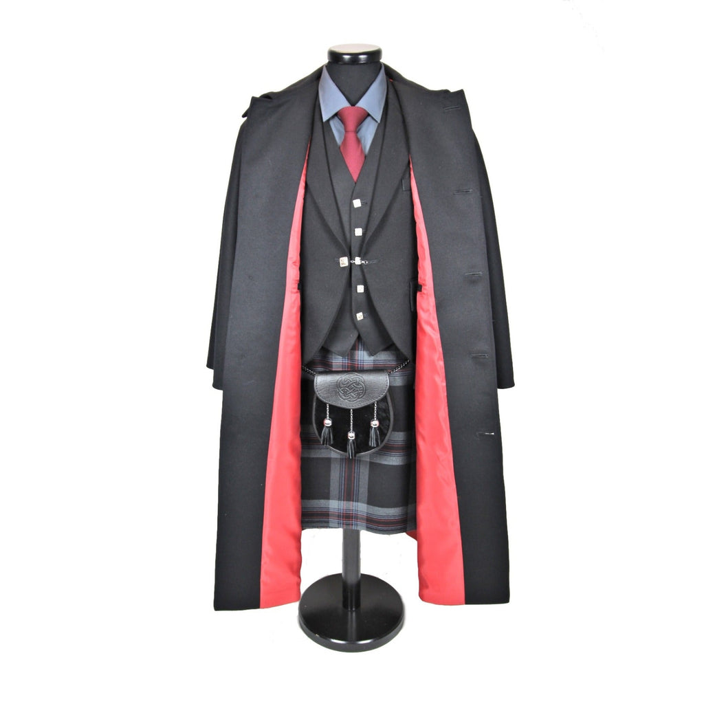 Black barathea wool Inverness cape, full length