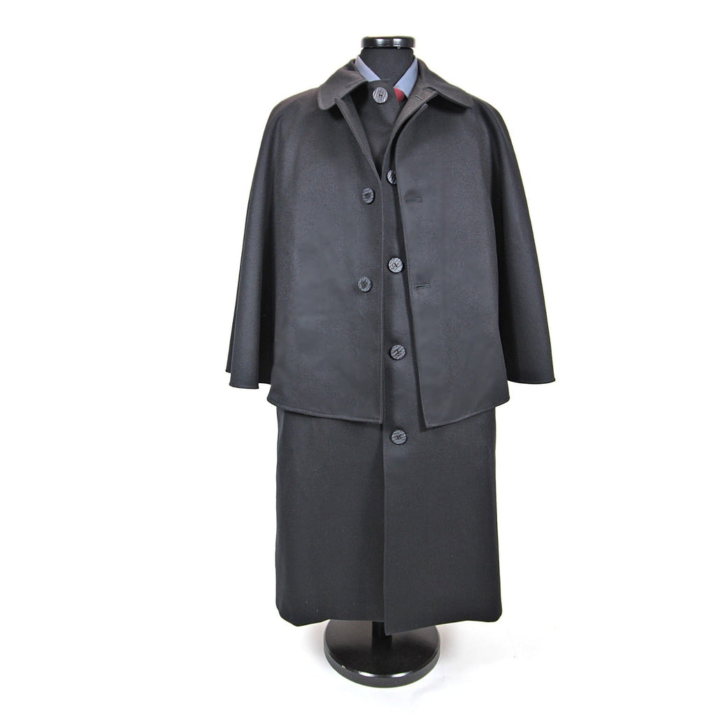 Black barathea wool Inverness cape by Mr Antony Highland outfitter