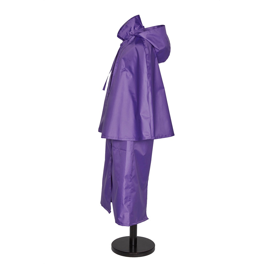 Purple Inverness raincape, full length view