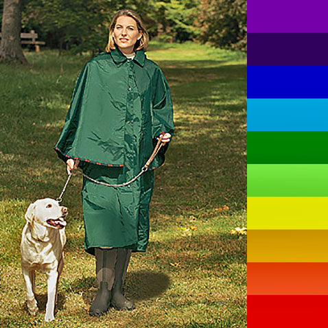 Ladies Tartan Trim Raincape — full length view