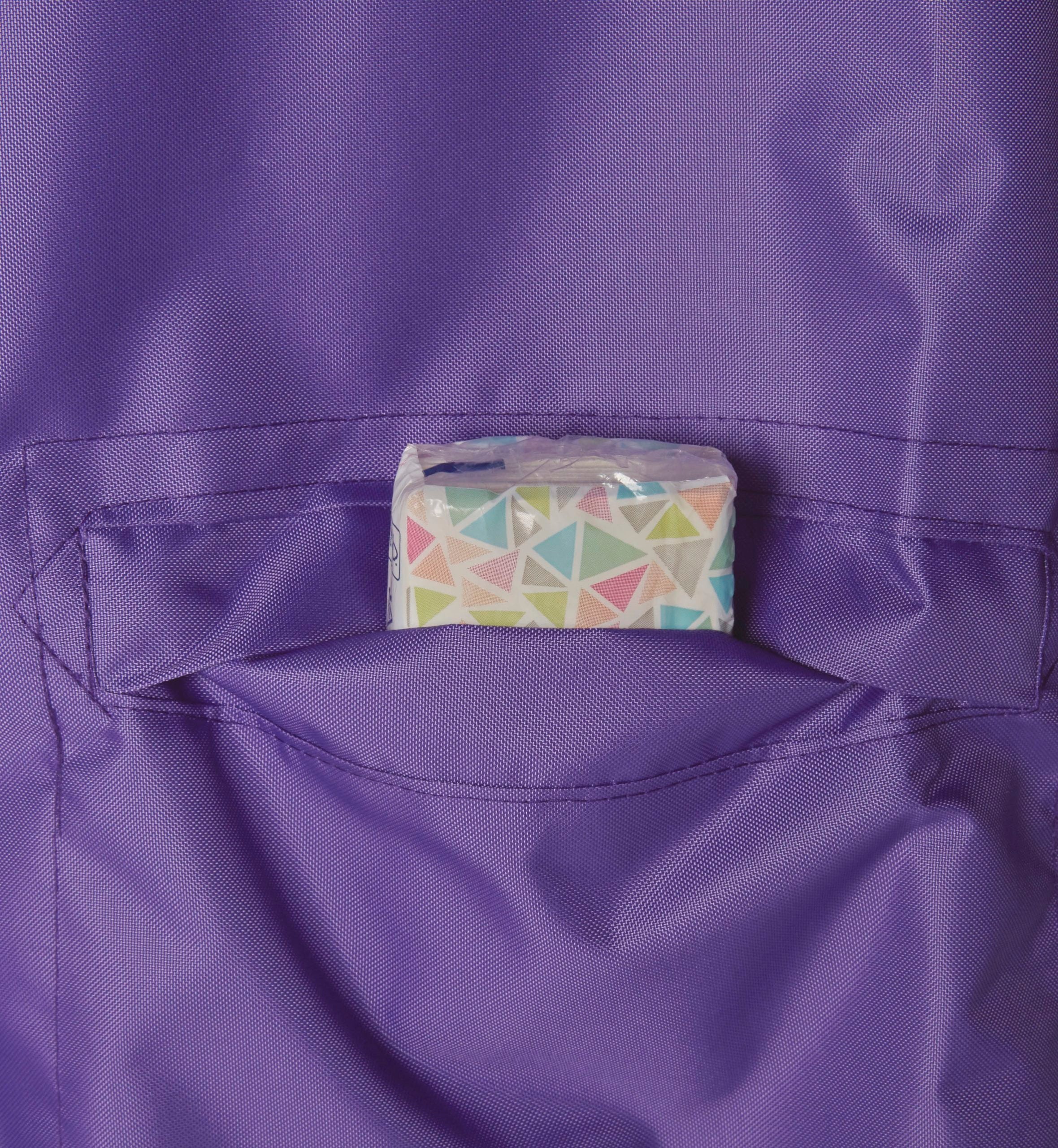 Purple Raincape pocket detail