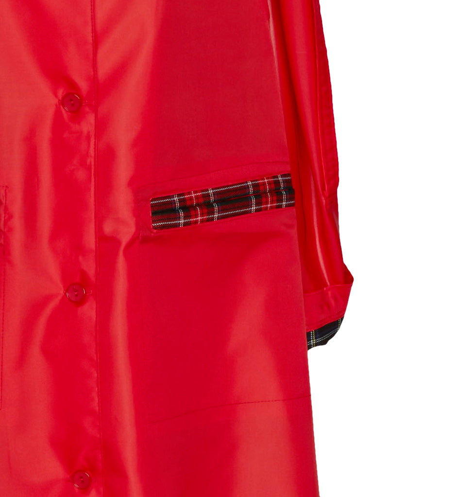 Ladies Tartan Trim Raincape — back view