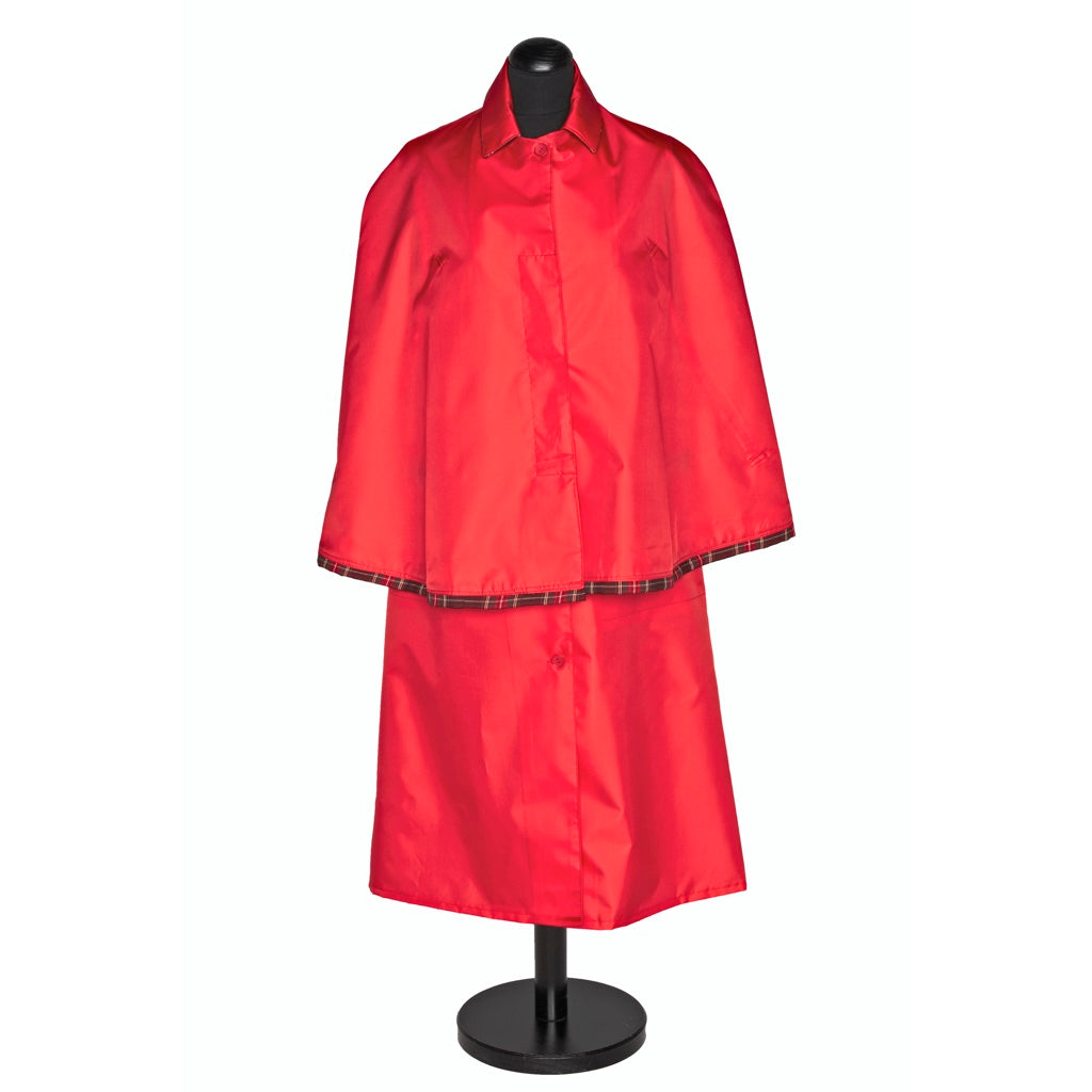 Ladies Tartan Trim Raincape — side view